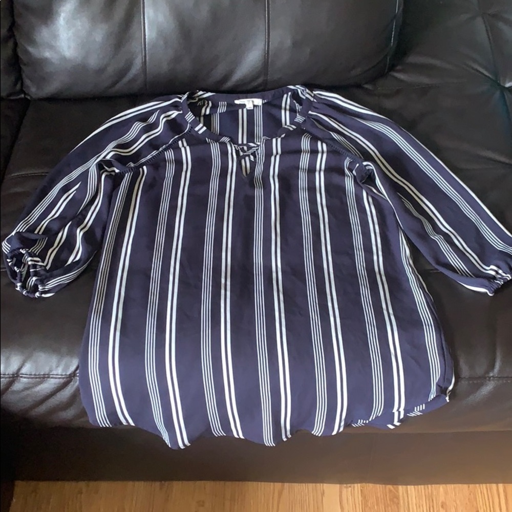 Navy and white blouse